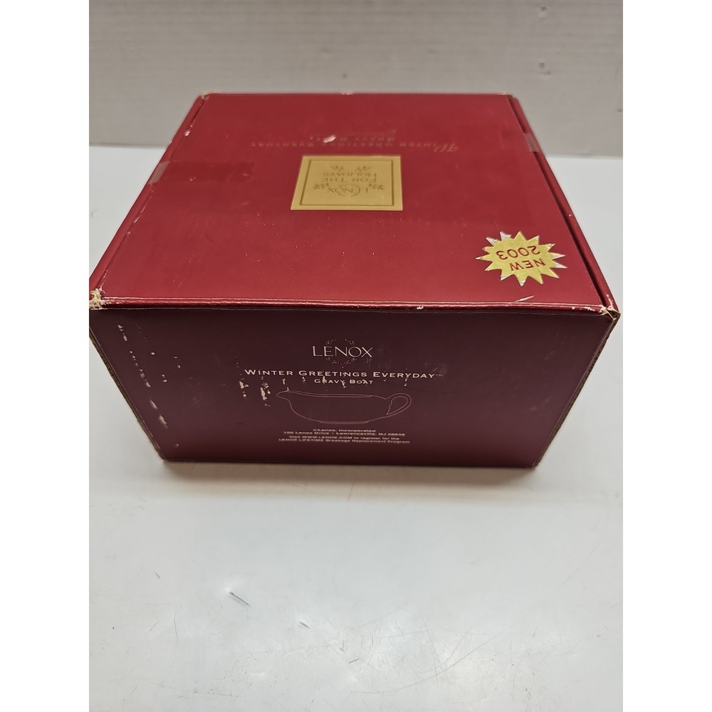 Lenox China WINTER GREETINGS Everyday Gravy Boat Cardinal Tartan Stoneware - Picture 2 of 6